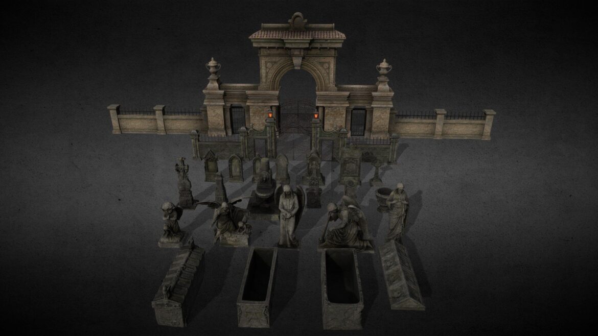 gothic cemetery pack 3d model