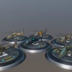 Low poly attack helicopter set