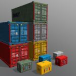 Low poly container,sc-fi box set