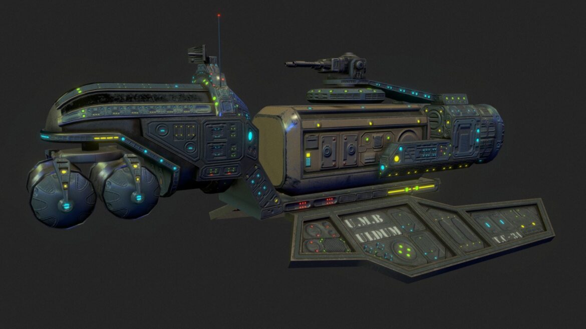 low poly mother ship uldum 3d model