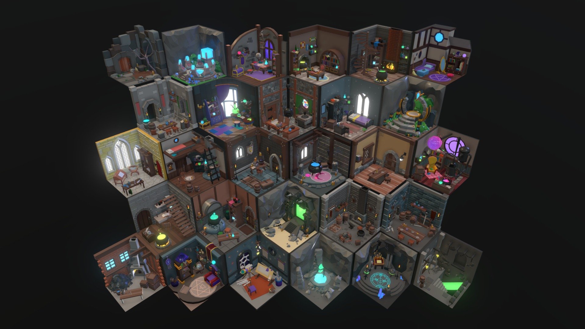 Magic rooms Low poly