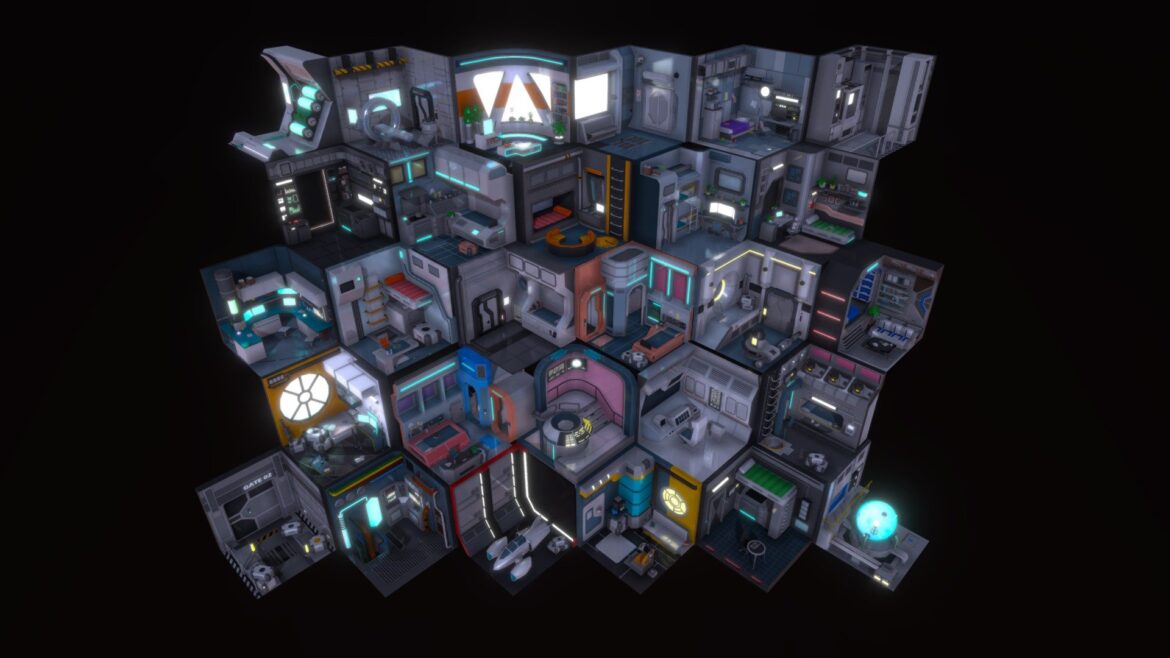 sci fi rooms low poly 3d model