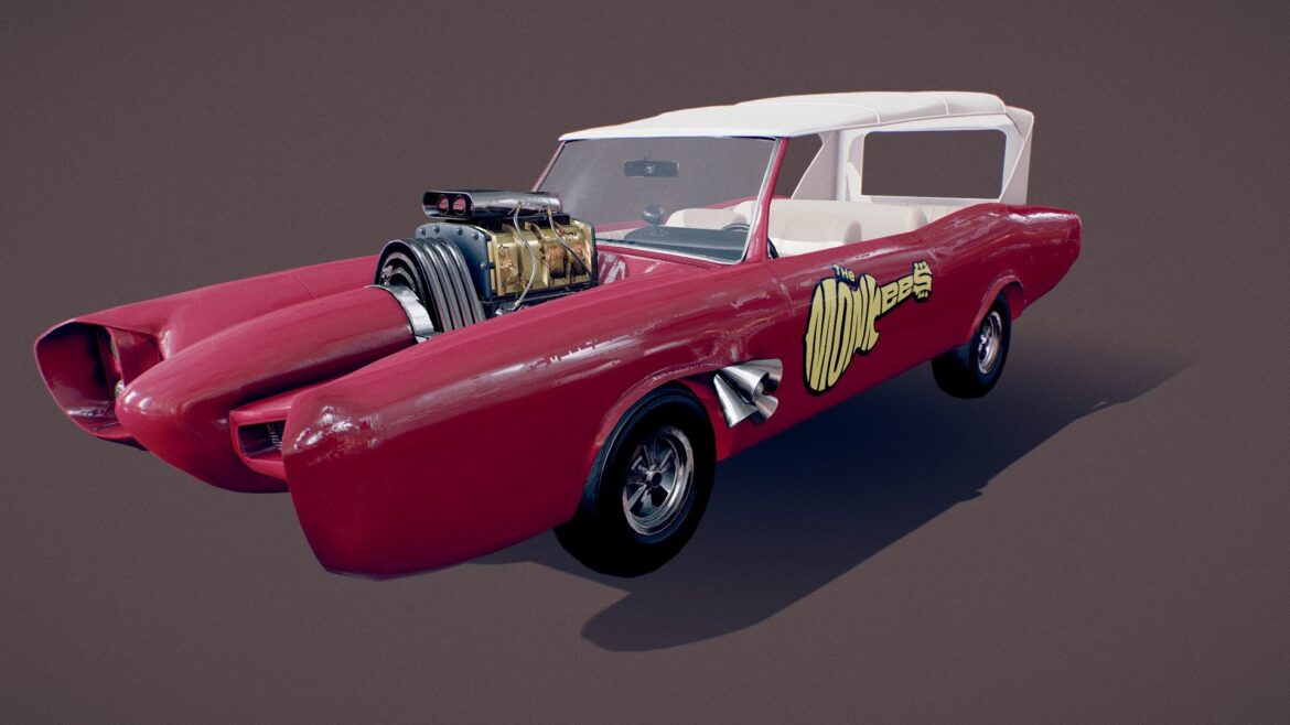The Monkeemobile 3d Model - Monkeemobile classic car 3d model, iconic TV vehicle, detailed digital replica