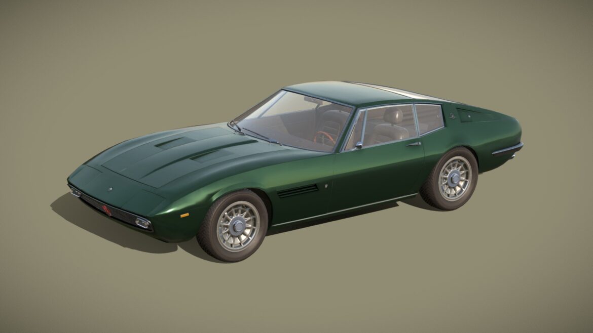 1970 Maserati 3d Model - 1970 Maserati Ghibli classic car 3d model rendering