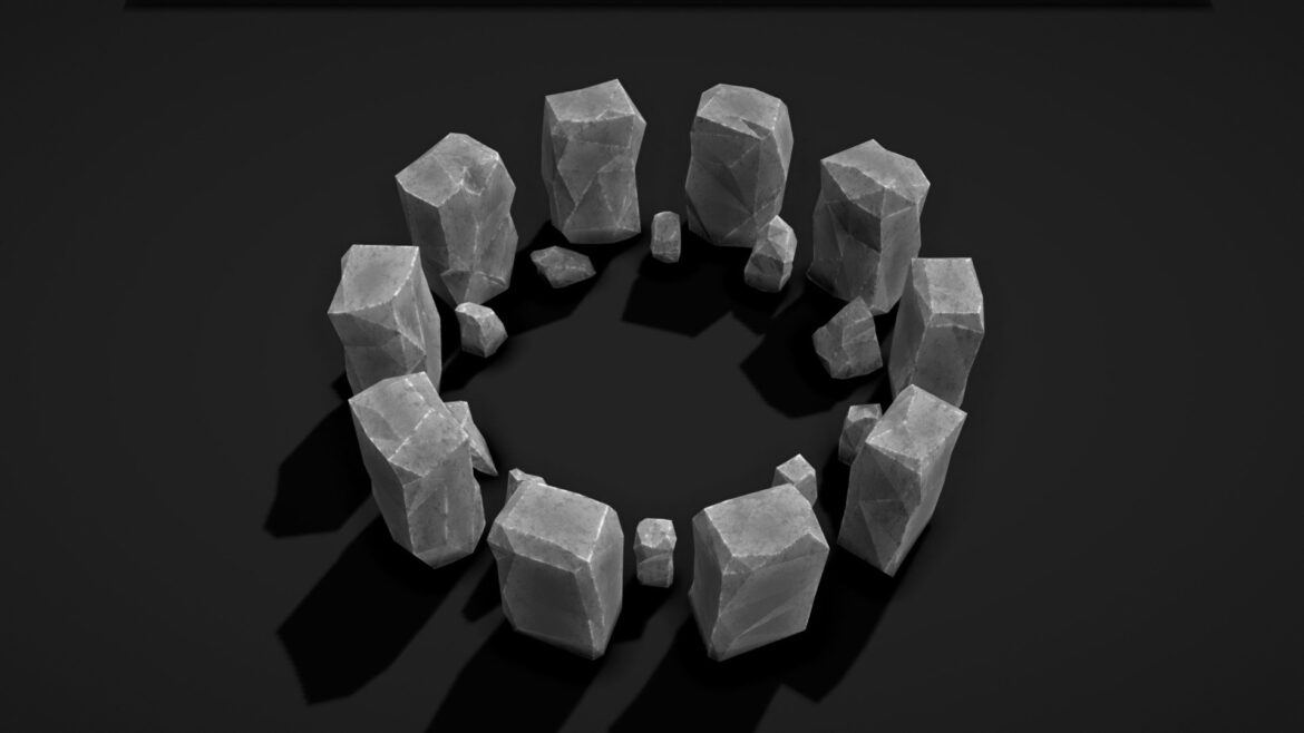 20 low poly stones pack 3d model