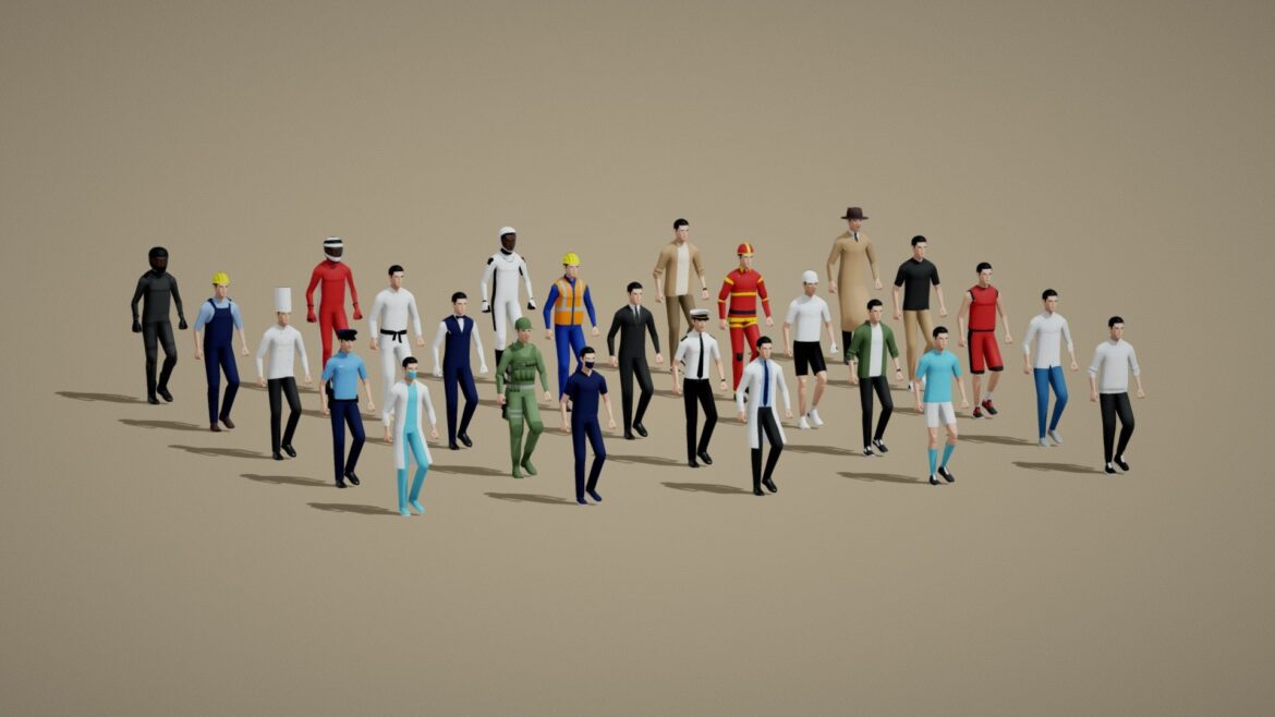 25 lowpoly character collection 3d model