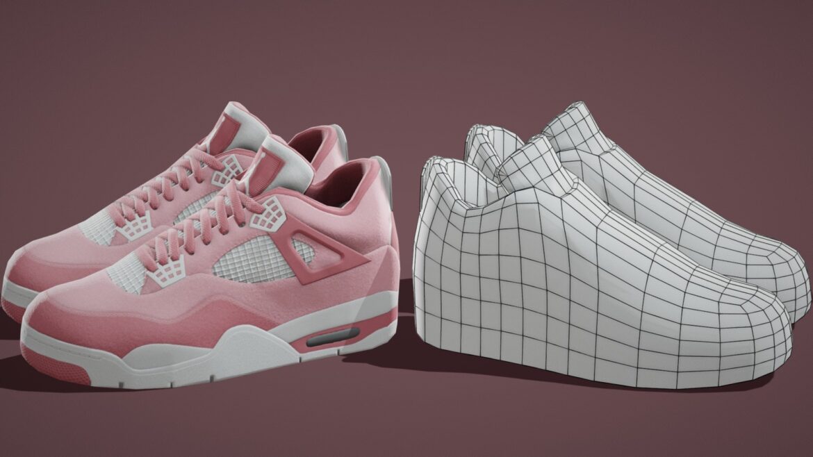 air jordan 4 lowpoly 04 3d model