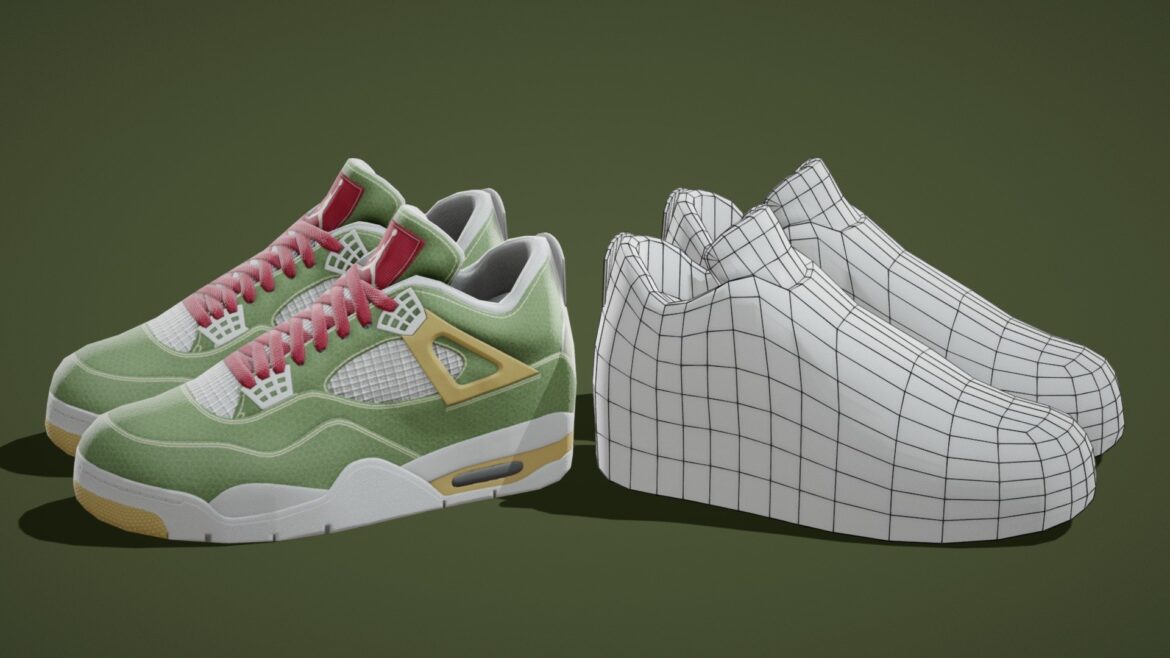 air jordan 4 lowpoly 05 3d model