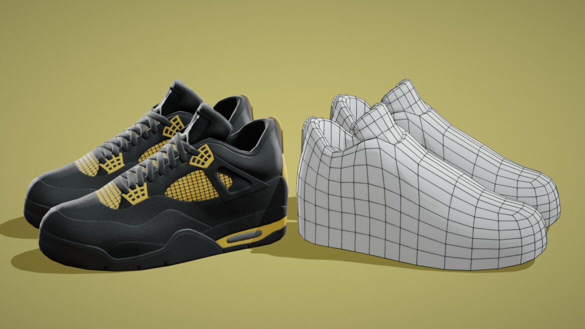 air jordan 4 lowpoly 06 3d model