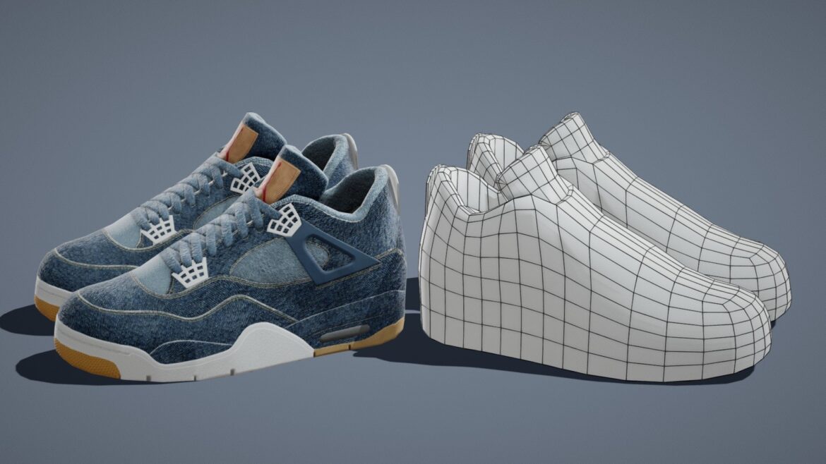 air jordan 4 lowpoly 10 3d model