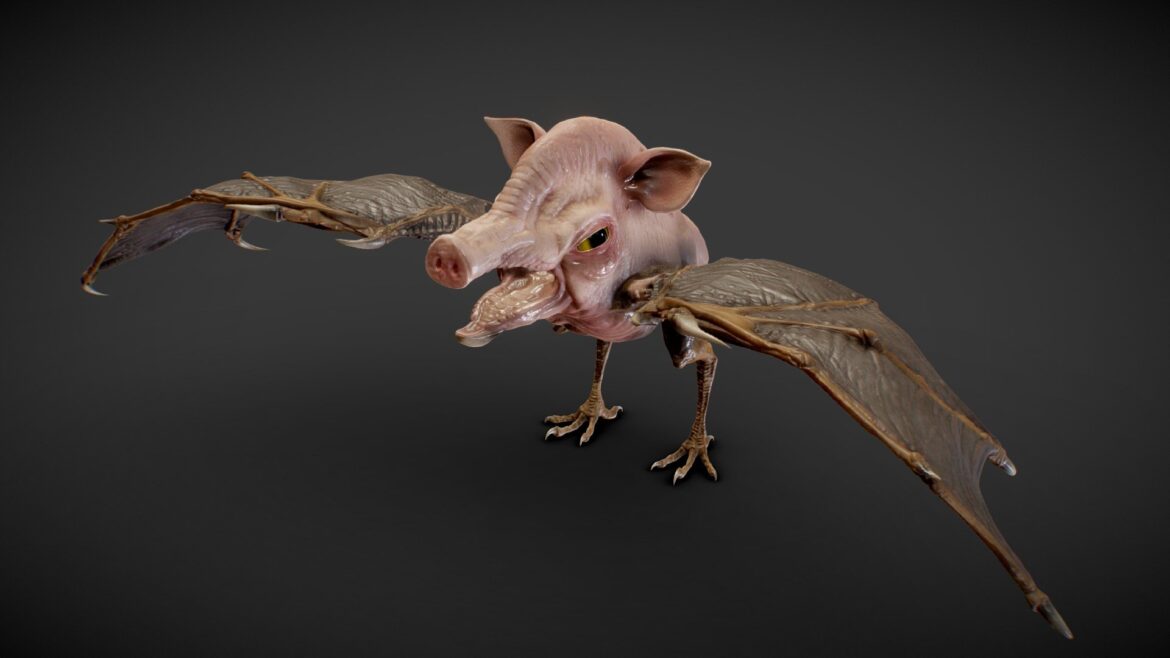 Airpig 3d Model - Airpig flying pig cartoon 3d model with wings