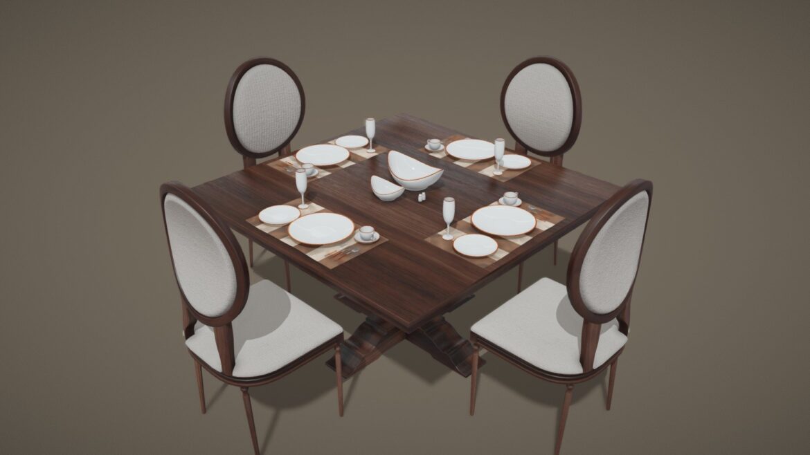 Download this stunning lowpoly dining table 3d model for your renders.
