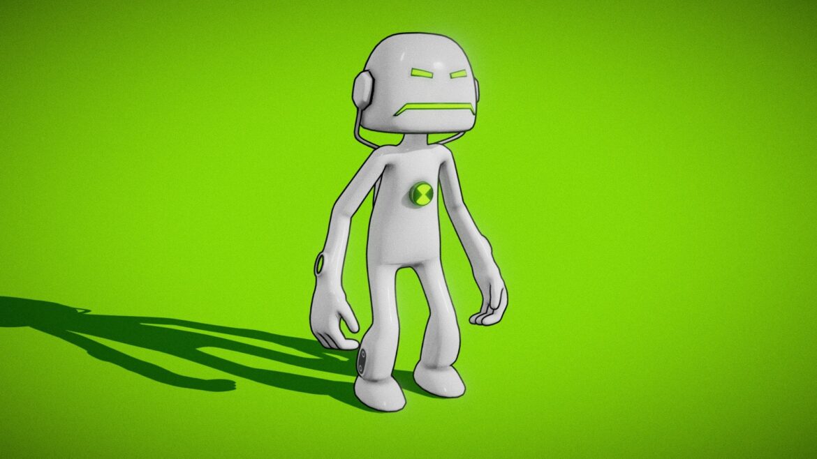 Echo 10 Character 3d Model - Echo Echo Ben 10 character 3d model in a dynamic standing pose