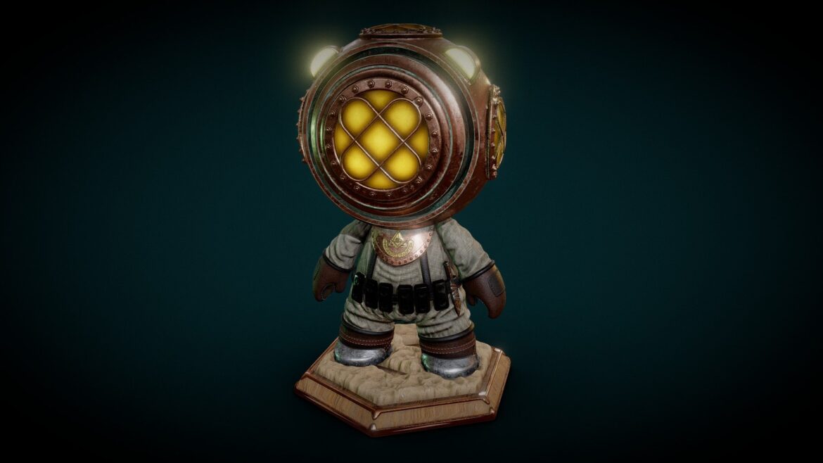 Little Diver Character 3d Model - Little Diver character 3D model created for MeetMAT contest 2020, showcasing detailed Substance Painter textures and stylized underwater theme.