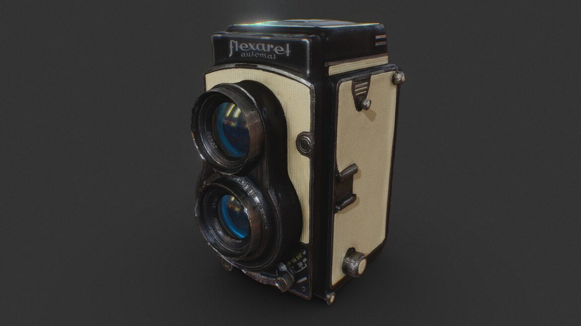 Meopta Flexaret 3d Model - Meopta Flexaret Automat 3d model, vintage twin lens reflex camera, detailed studio render