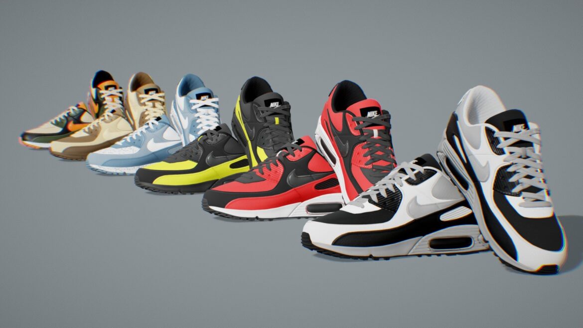 Nike Airmax Shoe 3d Model - Nike Airmax 3D model with six distinct 4K texture variations