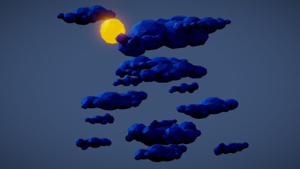 Paper Plane 3d Model - Low-poly paper plane soaring through a serene sky with dynamic, looping clouds.