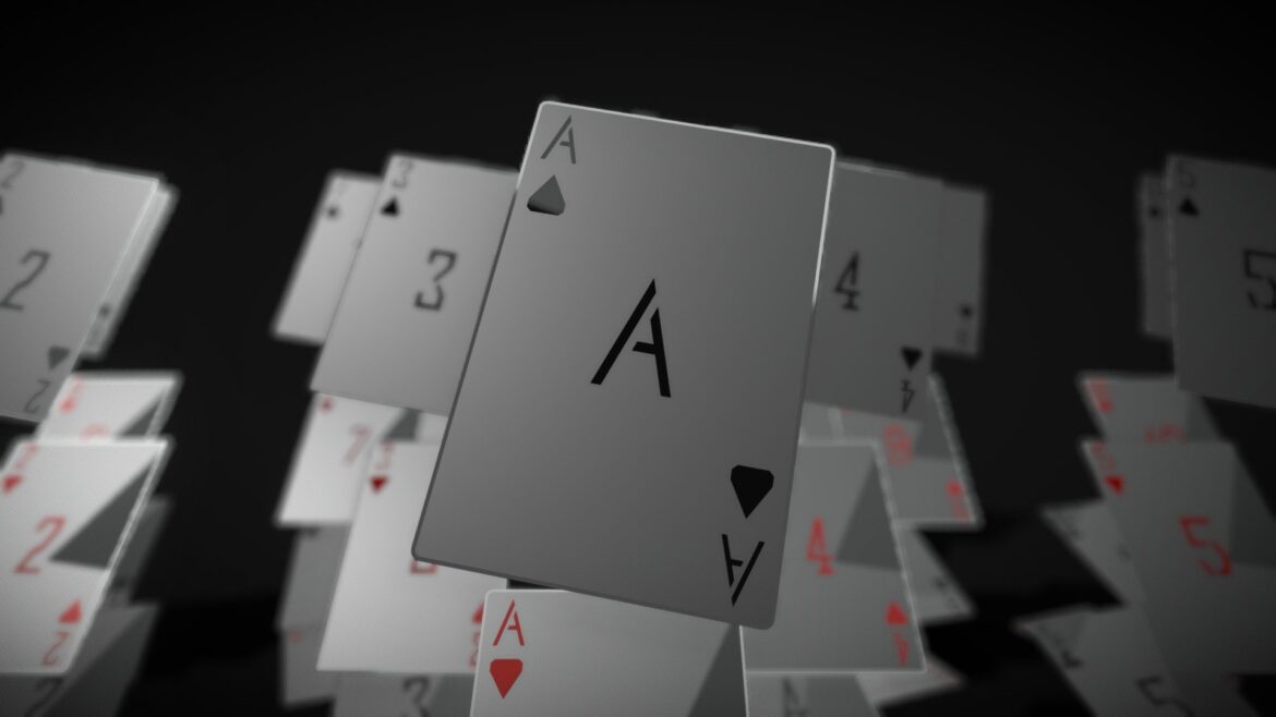 Playing Cards 3d Model - A unique, minimalist playing cards 3D model featuring stylized symbols and character designs displayed in a dynamic layout.