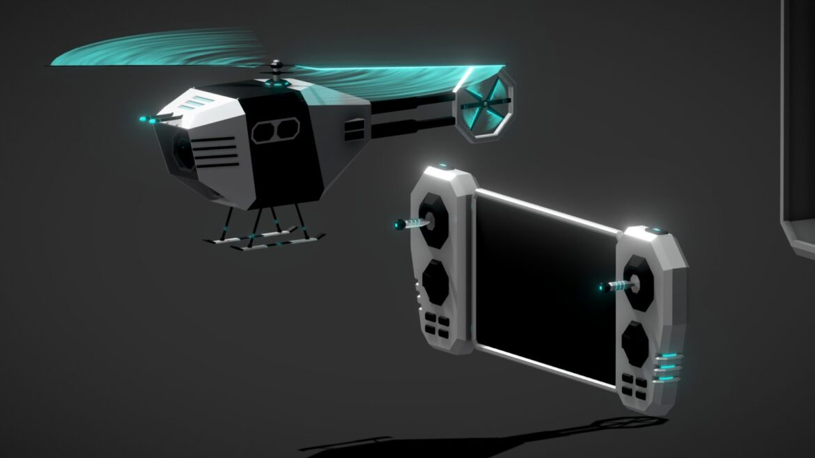 RC Spy 3d Model - Sci-fi spy copter 3d model lowpoly RC drone asset for professional visualization