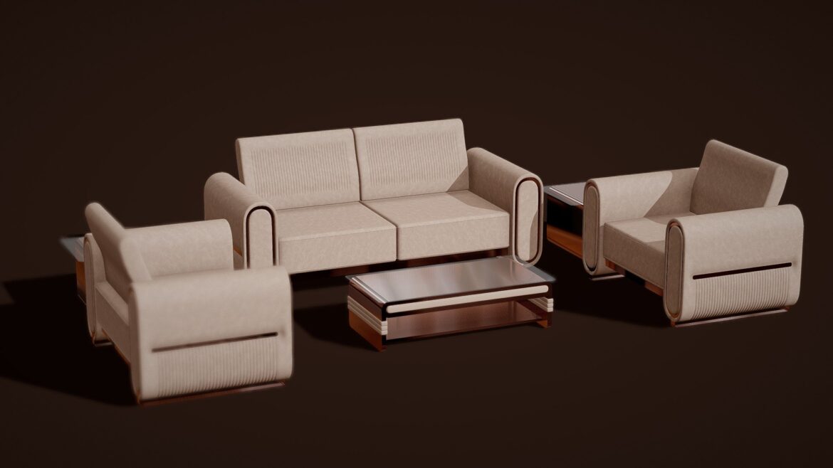 Sofa Set 3d Model - Realistic modern sofa set 3d model for architectural visualization
