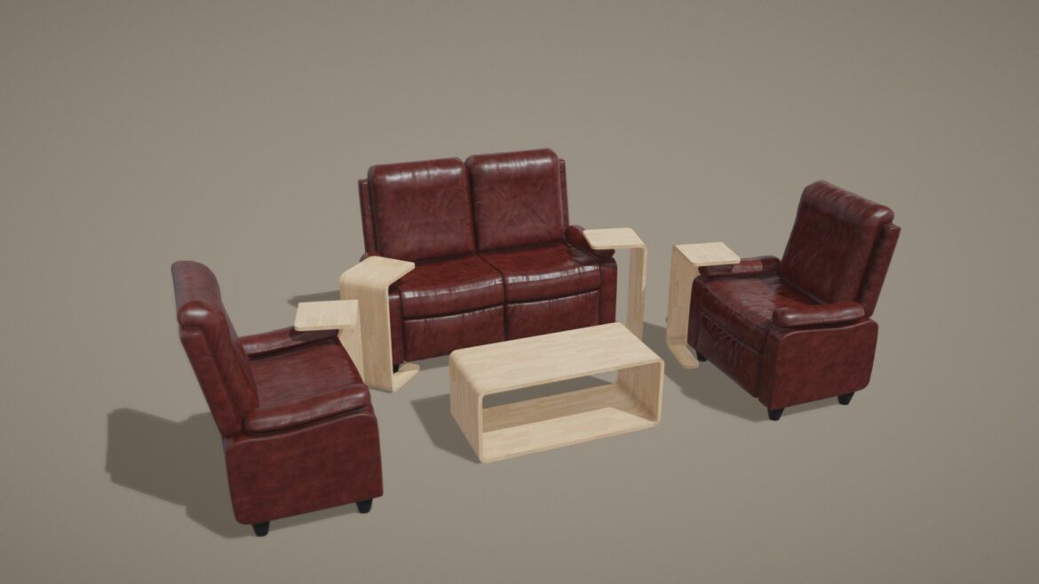 Sofa Set 3d Model - High-detail modern sofa set 3D model with PBR textures for realistic interior renders