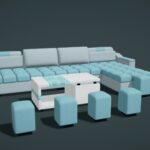 Sofa Set 3d Model - Modern sofa set 3d model for interior visualization