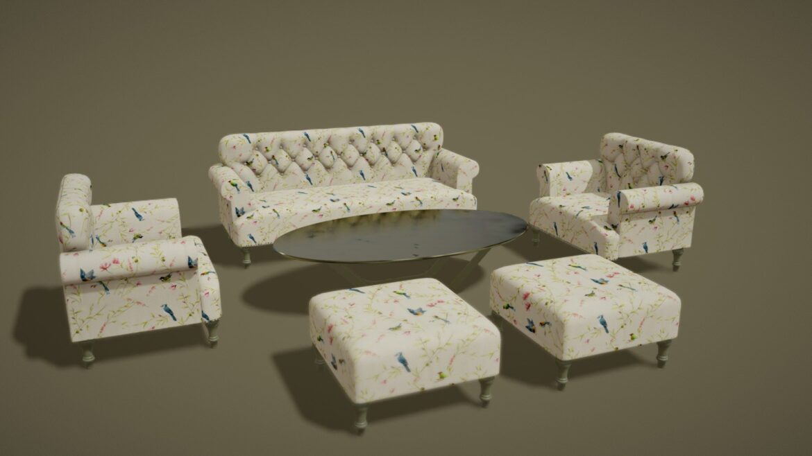 Sofa Set 3d Model - High-detail modern sofa set 3D model for architectural visualization