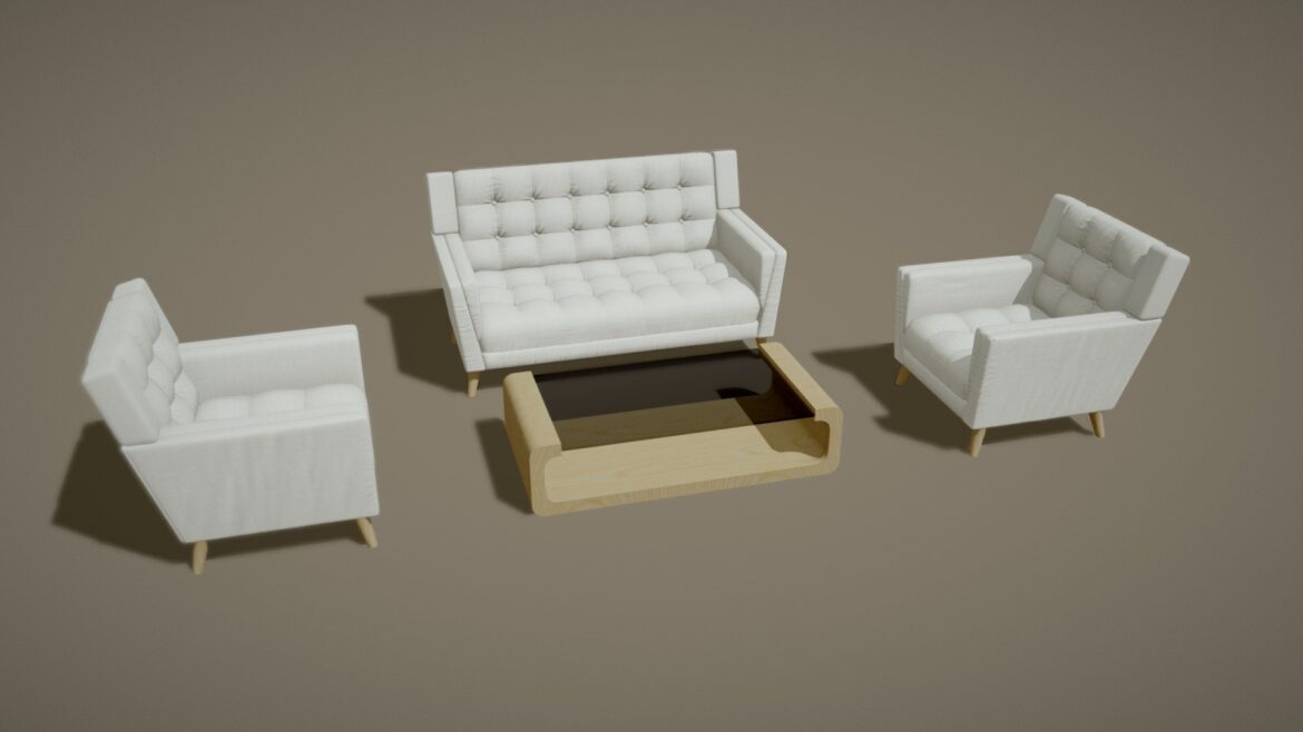 Sofa Set 3d Model - High-detail modern sofa set 3d model for interior visualization