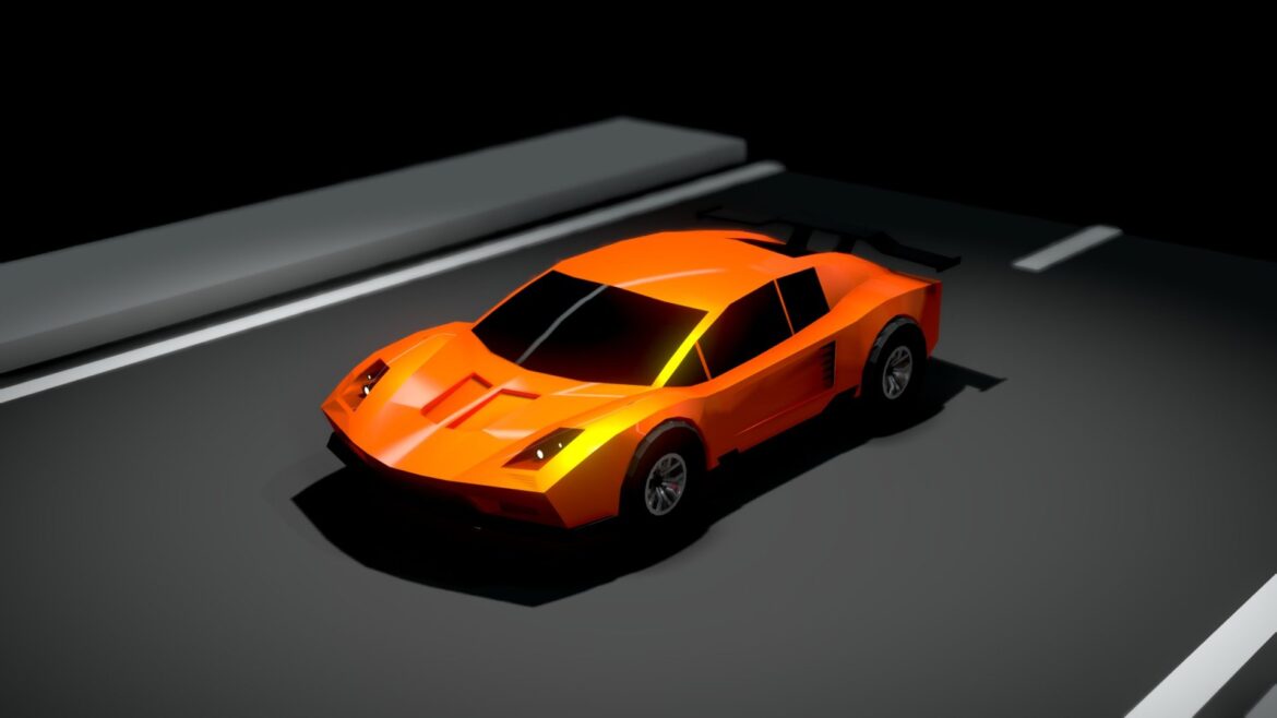 Low Sports Car 3d Model - Low poly sports car with transforming wheels adapting for off-road terrain