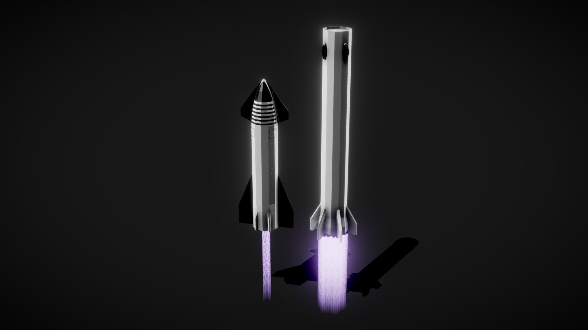 Starship Lowpoly with Booster