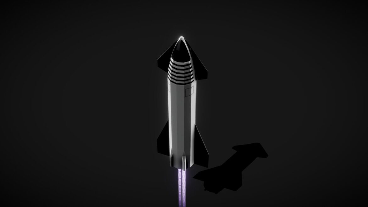 Lowpoly Starship 3d Model - Detailed lowpoly starship 3d model for games and simulations