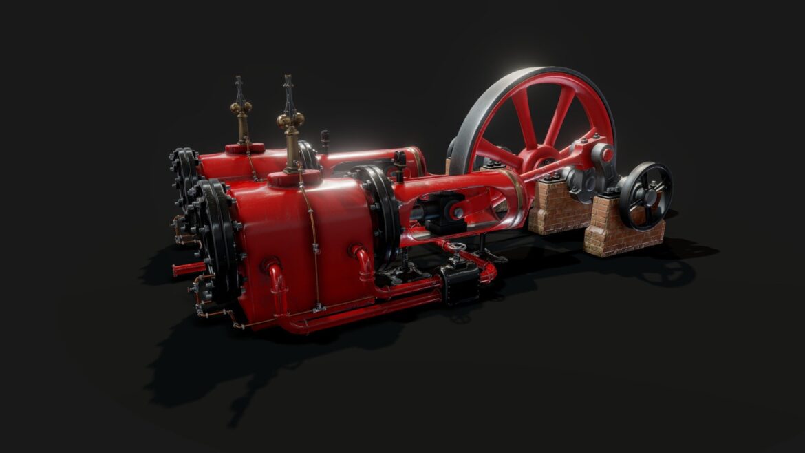 Steam Engine 3d Model - Highly detailed vintage steam engine 3d model for professional visualization