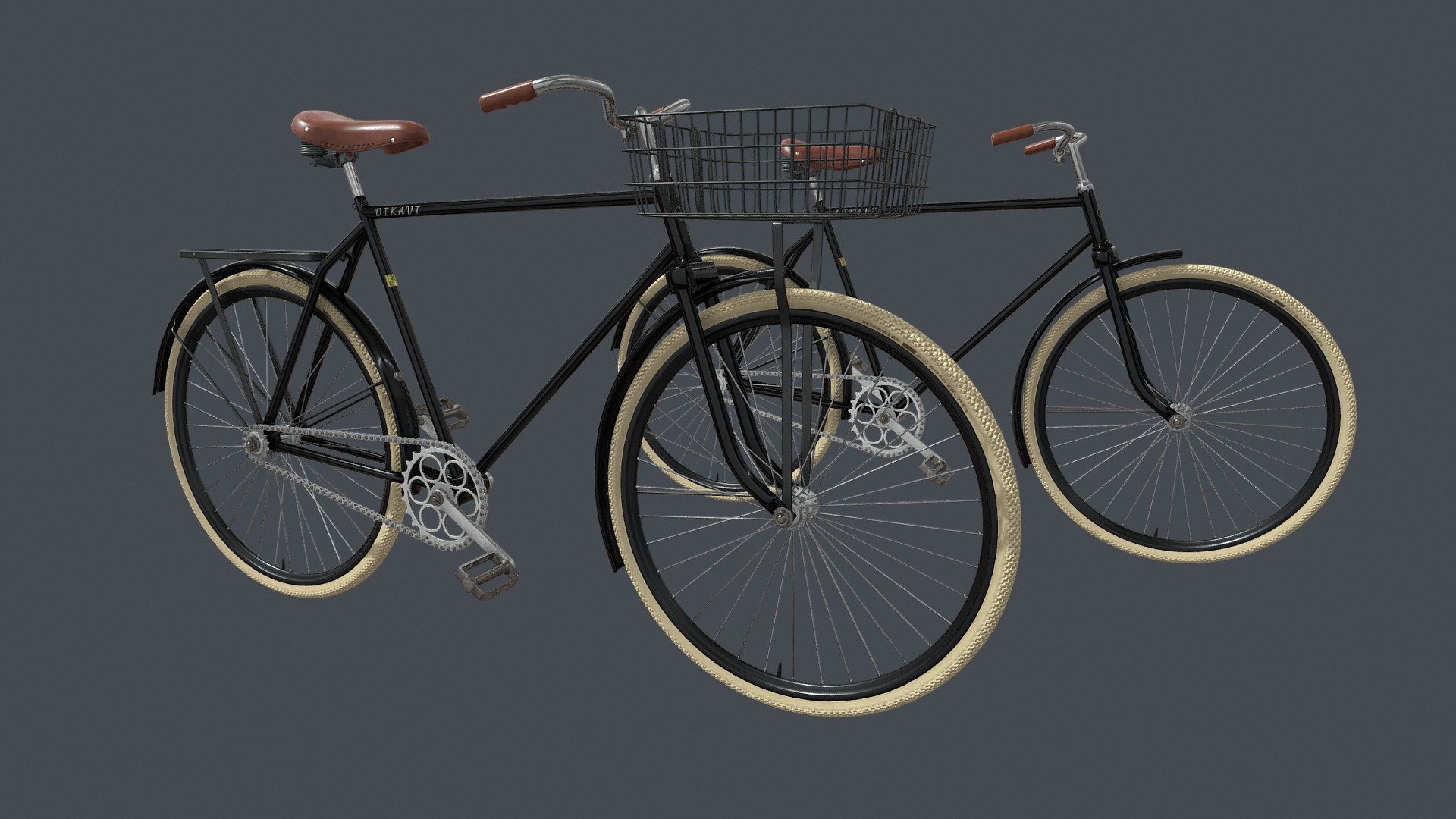 Black Retro City Bicycle with Basket