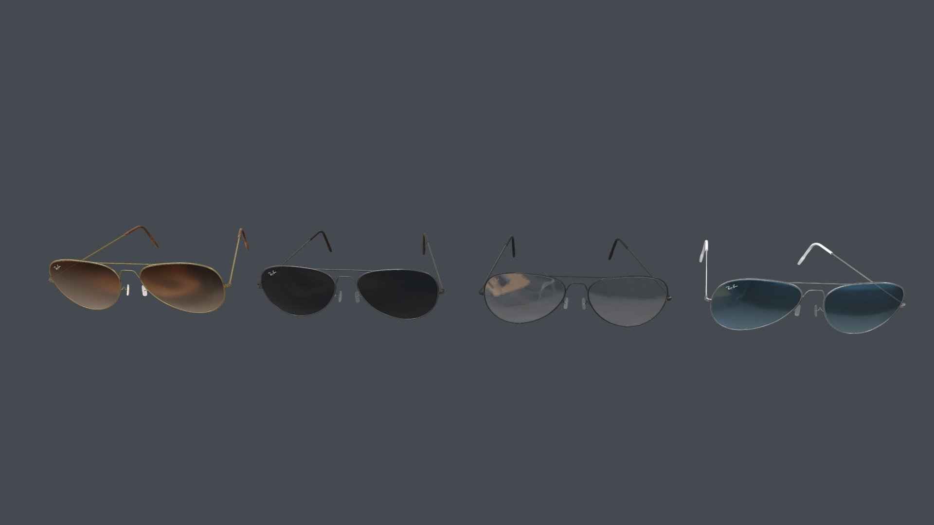 Realistic Aviator Sunglasses Metal 4 Variations