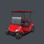Red Golf Car Realistic Electric Utility vehicle