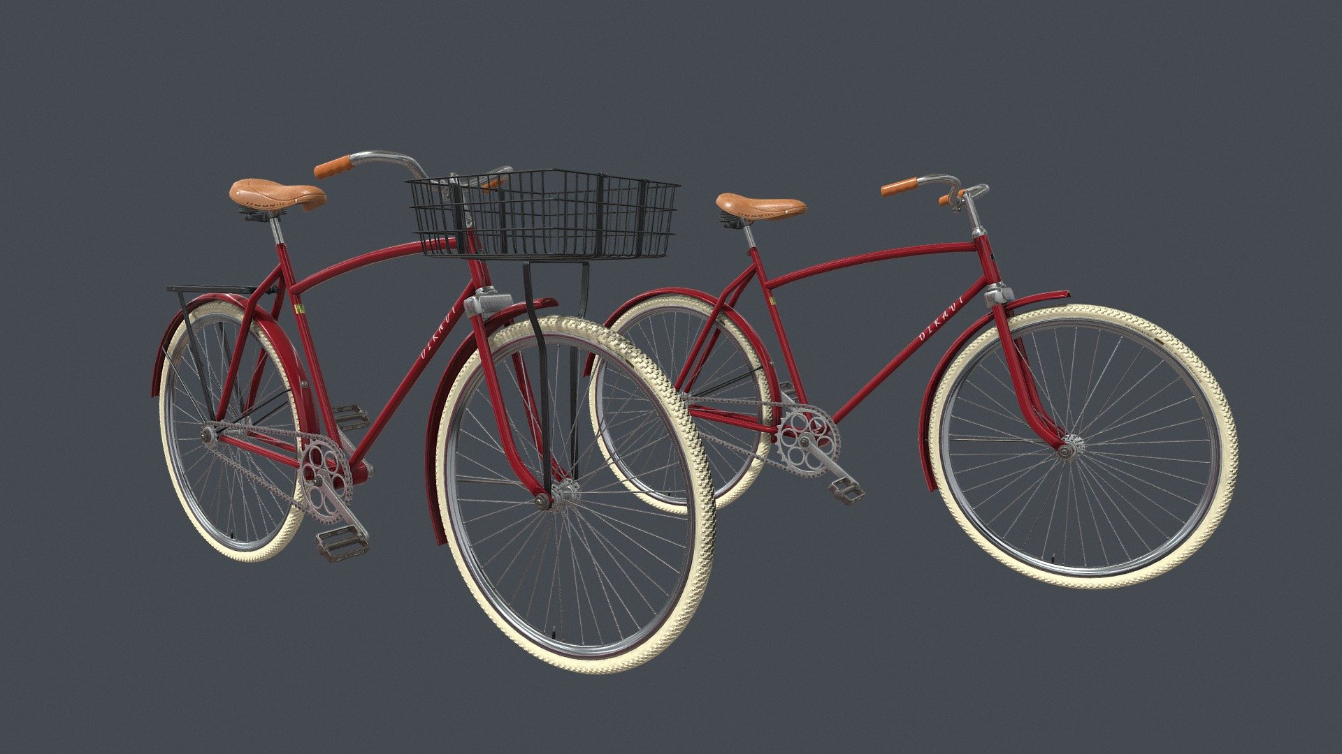 Red Vintage City Bicycle with Front Basket