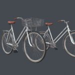 White Retro City Bicycle with Basket