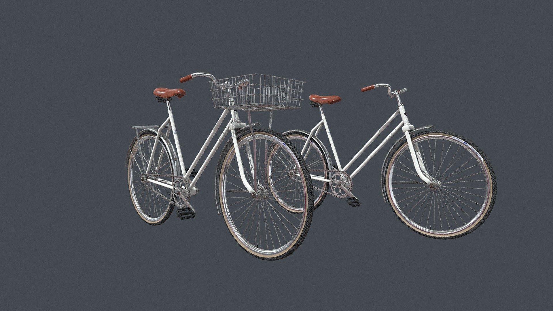 White Retro City Bicycle with Basket