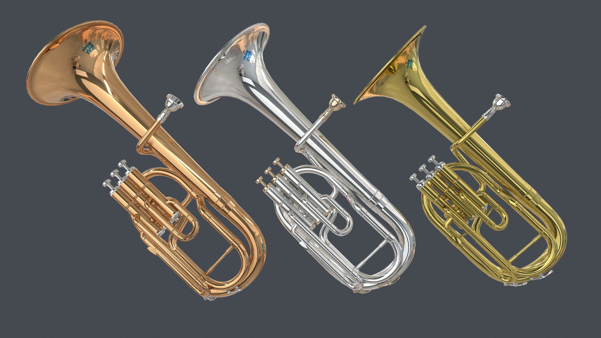 Alto Tenor Horn 3 Materials Brass,Copper,Silver