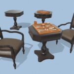 Backgammon Game with Table & Chairs Set