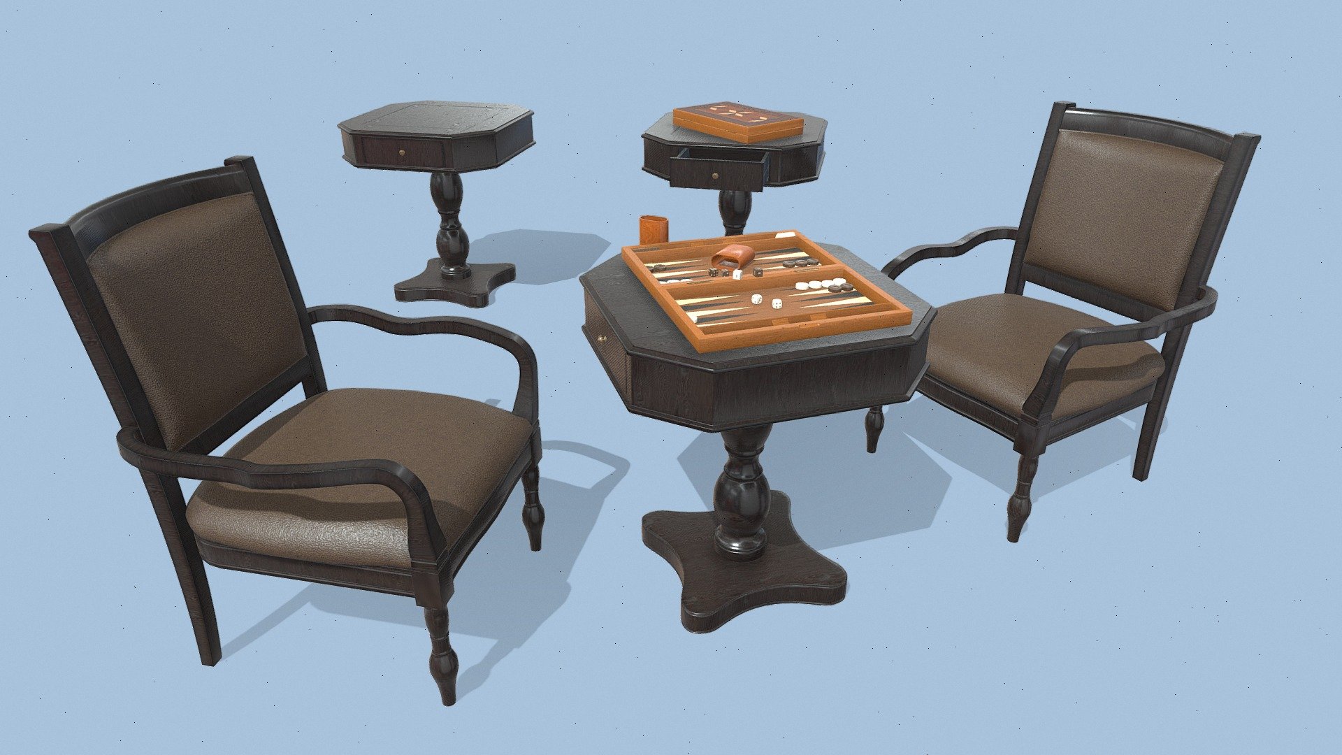 Backgammon Game with Table & Chairs Set