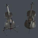 Black Carbon Fiber Cello Bow and Stand