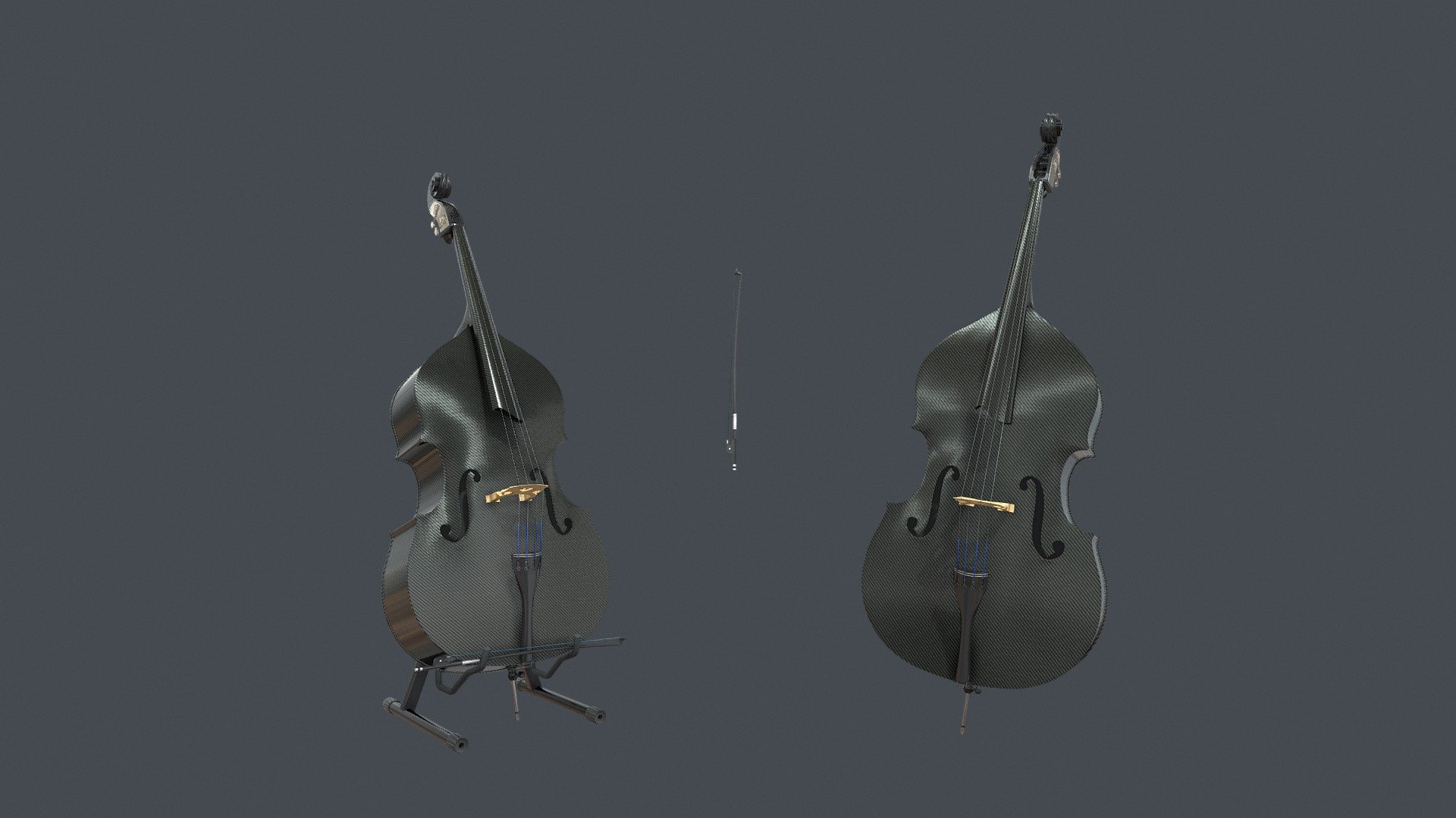 Black Carbon Fiber Double Bass with Bow