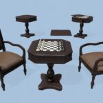 Black Chess, Pedestal Game Table and Chairs