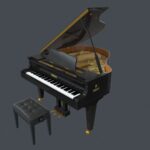 Black Classic Grand Piano with chair