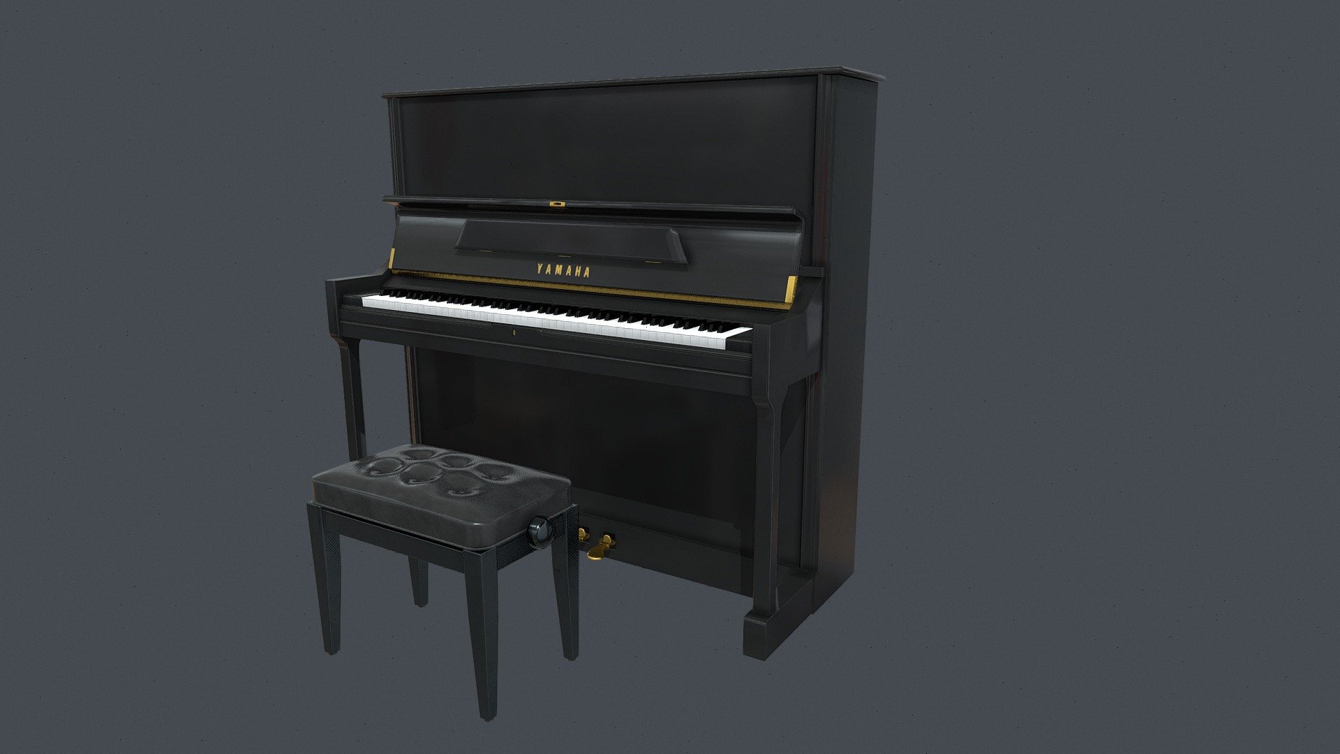 Black Upright Piano with chair