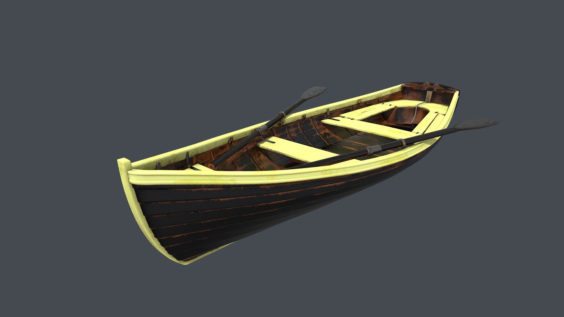 Black wooden boat