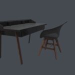 Black Writing Desk and Upholstered Chair