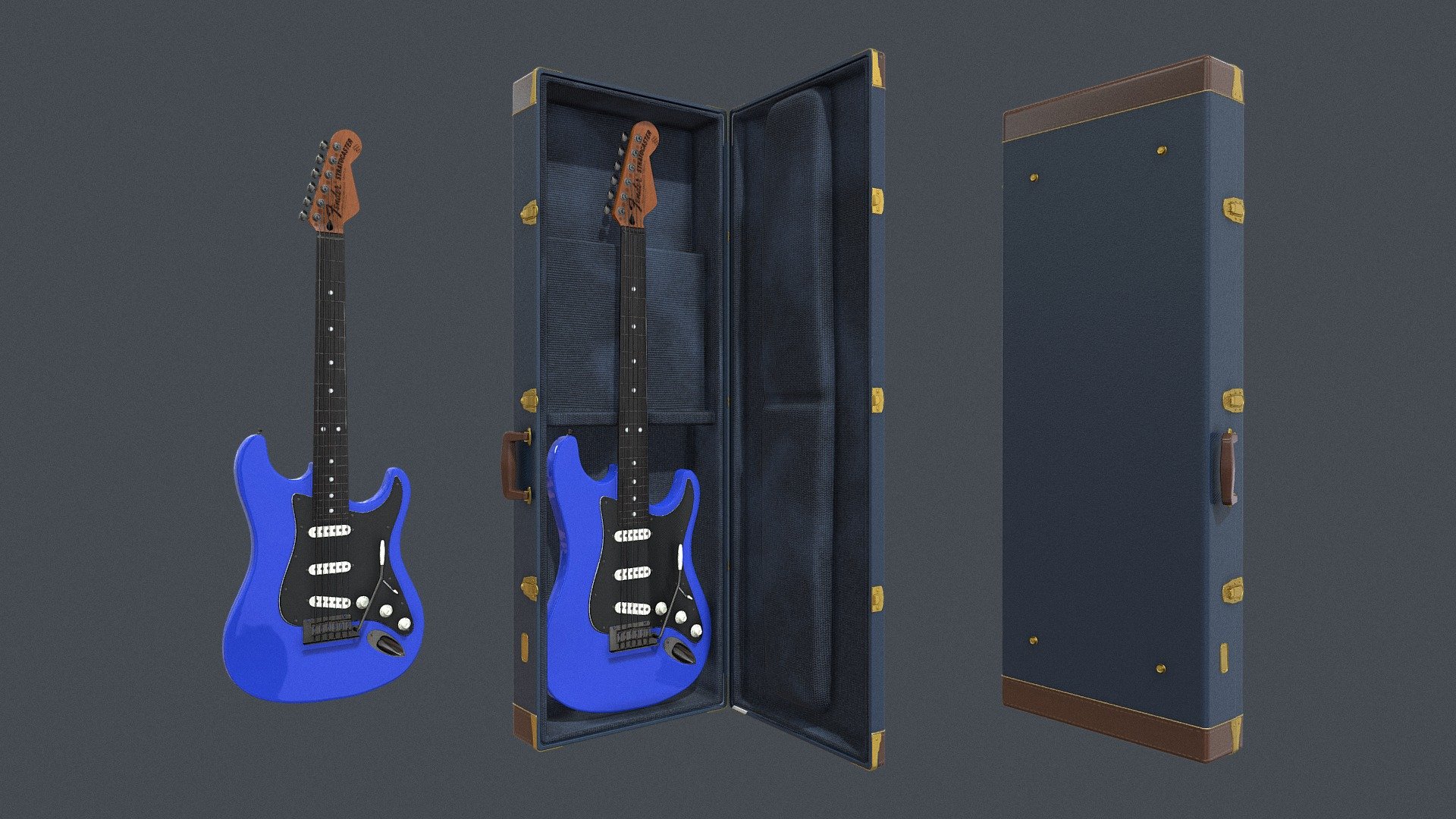 Blue Electric Guitar Fender Stratocaster ,Case