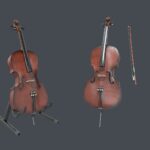 Cello Music instrument with Bow and Stand